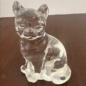 Fenton Glass Cat Figurine Clear See Through Animal Figure Kitten Kitty Cute 3.75